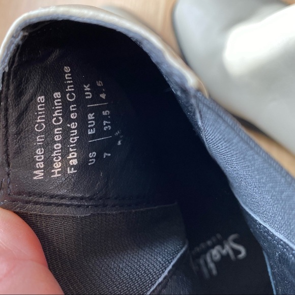 Shellys London Gray Leather Lovenia Chunky Square Toe Block Heel Chelsea… - Picture 6 of 8